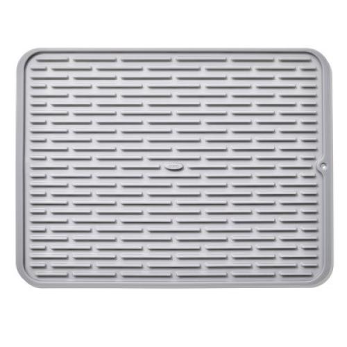 OXO Silicone Dish Drying Mat - Gray (Large): Dishwasher-Safe Drying Rack for Dishes, 16.9 x 12.5 Silicone Mat