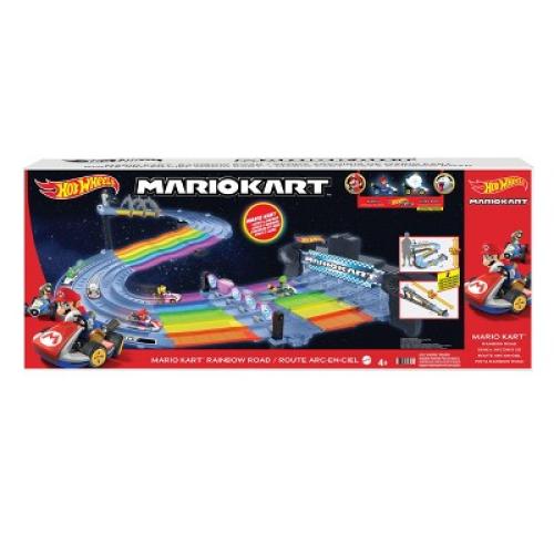 Hot Wheels Nintendo Mario Kart Rainbow Road Raceway Track Set 30 Piece with 2 1:64 Scale Vehicles - Target Exclusive