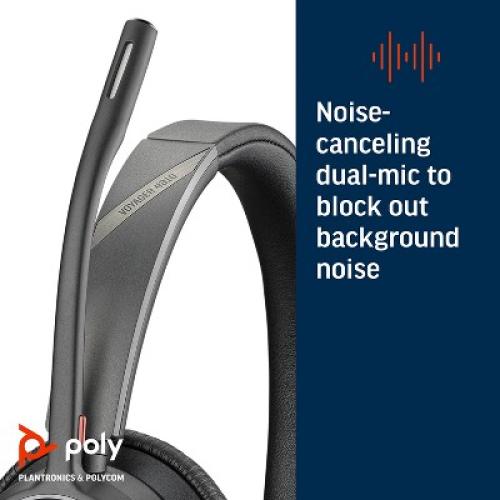 Black Poly Voyager 4310 UC Wireless Headset   Charge Stand- Single-Ear Headset- Connect to PC / Mac via USB-A Bluetooth Adapter, Cell Phone via Bluetooth