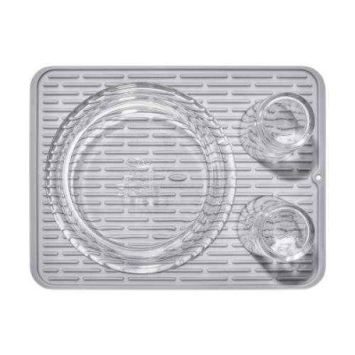 OXO Silicone Dish Drying Mat - Gray (Large): Dishwasher-Safe Drying Rack for Dishes, 16.9 x 12.5 Silicone Mat