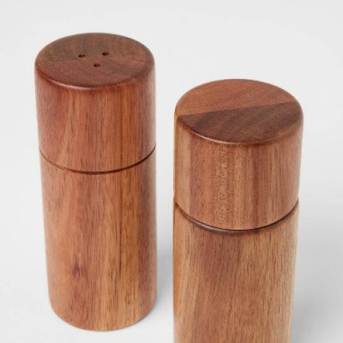 2pc Acacia Round Salt Shaker and Pepper Grinder Set - Threshold™