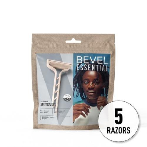 3 pack Bevel Men's Razor Starter Kit - Disposable Safety Razors, Clear Shave Gel, and Bump Control - 5ct