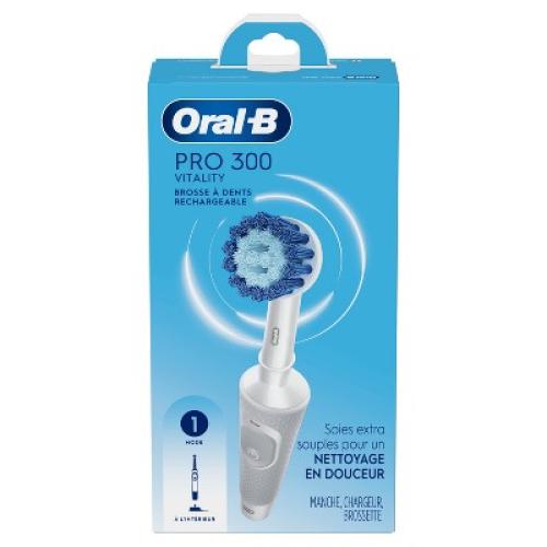 Oral-B Pro 300 Vitality Electric Toothbrush with (1) Brush Head - Rechargeable - White