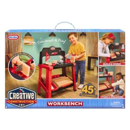 Little Tikes Creative Construction Workbench with 15  Accessories: Toy Tools for Creativity Realistic Functions