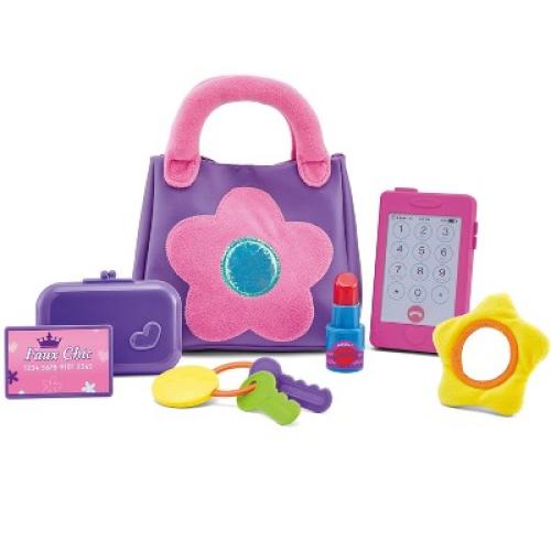 Kidoozie My First Purse - Pretend Play Toy Including Pretend Play Smart Phone, Keys, Mirror, Wallet, Credit Card and Lipstick; Ages 2