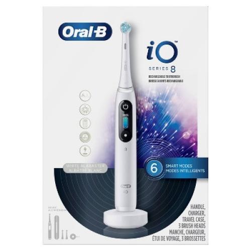 Oral-B iO Series 8 Electric Toothbrush with Replacement Brush Heads - Alabaster White - 3ct