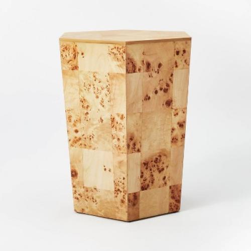 Ogden Burled Wood Accent Table Brown - Threshold™ designed with Studio McGee: Hexagon Handcrafted, No Assembly Required - with scratches- see the pictures