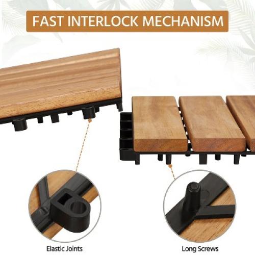 Yaheetech Pack of 27 Interlocking Wood Flooring Tiles, Natural Wood-Stripe