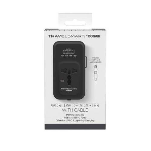 Travel Smart Does-It-All Adapter with Cables & USB-A & C Ports