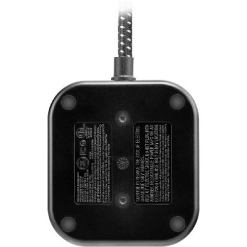 GE 3-Outlet Surge Protector with USB 1 USB-A 1 USB-C 20W Shared 245J 4' Braided Cord Black