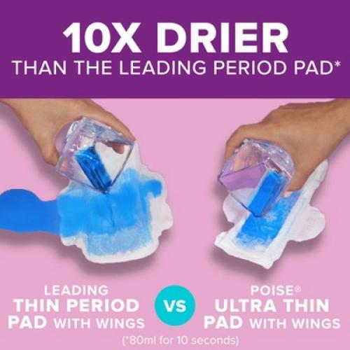 Poise Ultra Thin Moderate Absorbency Pads with Wings - Regular - 54ct