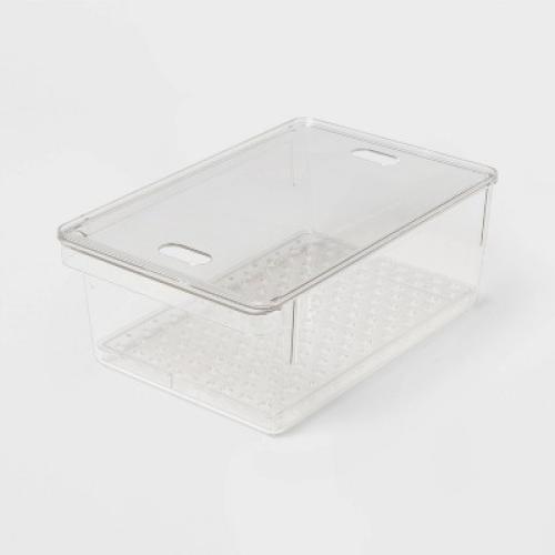 Produce Fridge Bin with Lid - Brightroom™: Clear Refrigerator Organizer, Kitchen Storage, 10.5 Depth