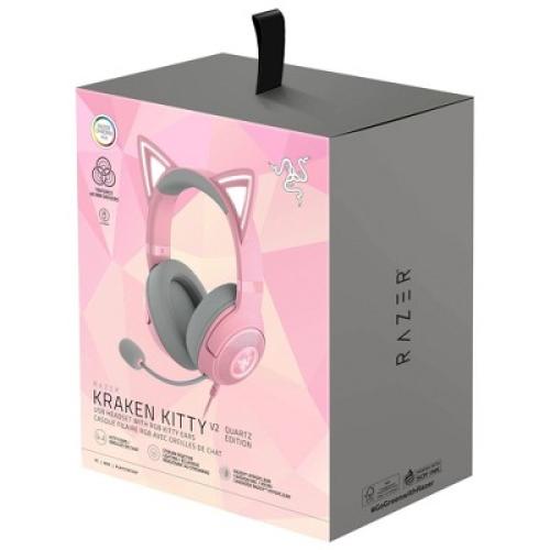 Razer Kraken Kitty V2 USB Headset with RGB Kitty Ears - Quartz Edition