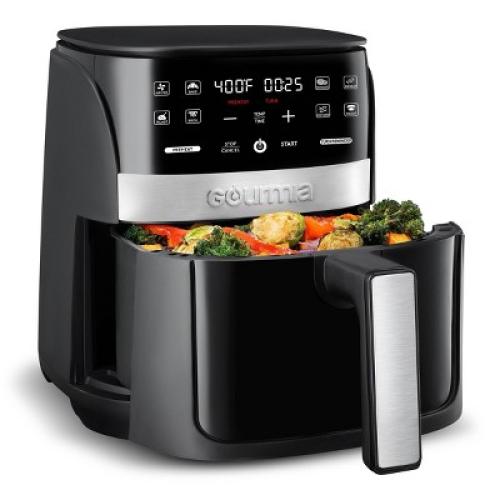 Gourmia Digital 3qt Air Fryer with Guided Cooking Prompts Black/Stainless Steel Finish: 1500W, Dishwasher-Safe Parts❗MAY HAVE MISSING PIECES/NEEDS CLEANING ❗