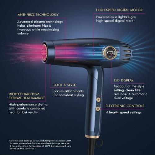 InfinitiPRO by Conair DigitilAIRE Folding Handle Hair Dryer - Blue - 1875 Watts