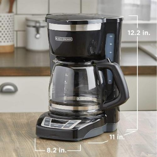 BLACK DECKER 12-Cup Digital Coffee Maker, CM1160B, Programmable, Washable Basket Filter, Sneak-A-Cup, Auto Brew, Water Window, Keep Hot Plate, Black