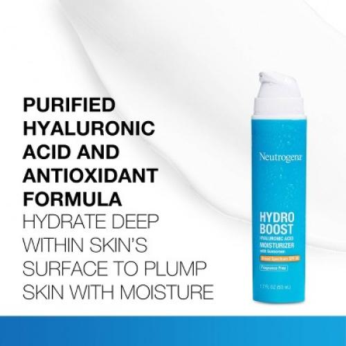 Neutrogena Hydro Boost Hyaluronic Acid Facial Moisturizer to Hydrate & Soothe Dry Skin - Fragrance Free - SPF 50 - 1.7 fl oz