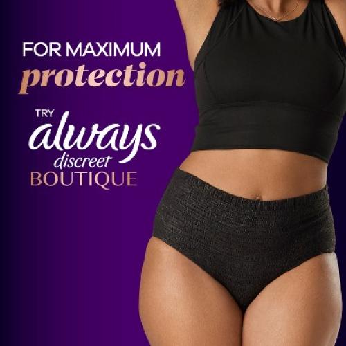 Always Discreet Incontinence and Postpartum Incontinence Pads for Women - Extra Heavy Absorbency - Long Length - 45ct