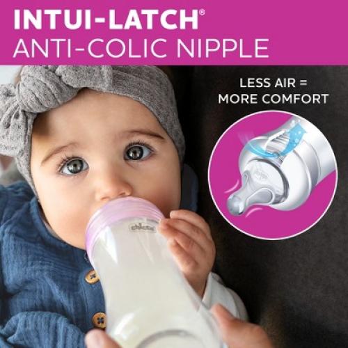 Chicco Duo Deluxe Hybrid Baby Bottle Gift Set with Invinci-Glass Inside/Plastic Outside - Gray - 10pc