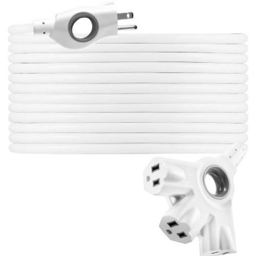 GE Size 50' 3-Outlet EZGrip Grounded Indoor-Outdoor Extension Cord White