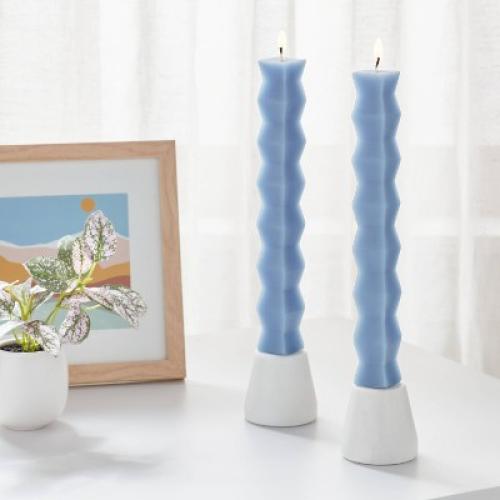 10 Diamond Shaped Taper Candle Set Blue - Room Essentials™