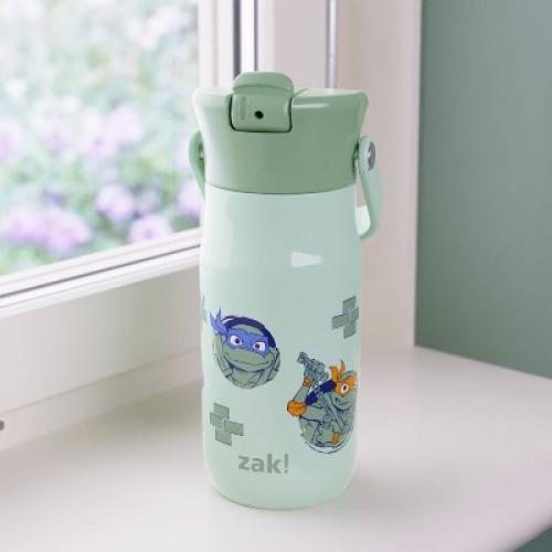 Zak Designs 14oz TMNT Stainless Steel Vacuum Harmony Straw Water Bottle