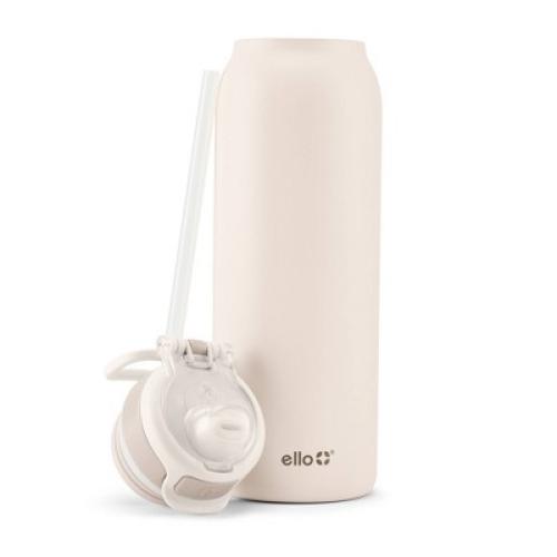 Ello Pop and Fill 32oz Stainless Steel Water Bottle Tonal Cream