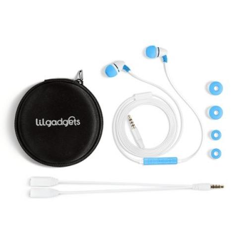 LiLGadgets BestBuds Kids Earbuds for School - Safe & Comfortable, Volume Limited, Wired in-Ear Kids Ear Buds - Blue