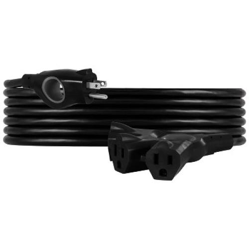 GE 3-Outlet Grounded Extension Cord Indoor/Outdoor 16AWG 25' Black