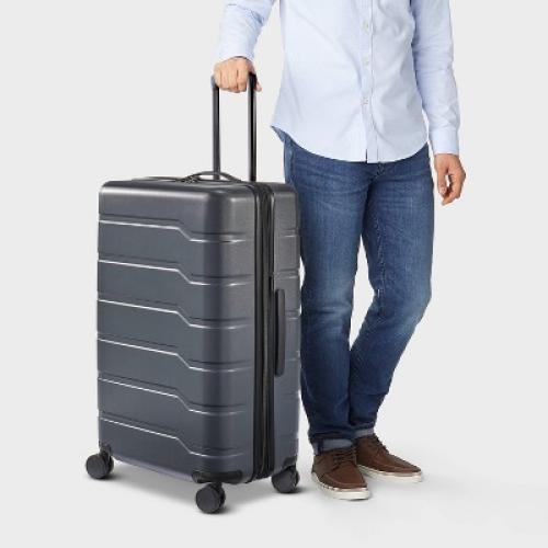 Hardside Large Checked Suitcase Gray - Open Story™