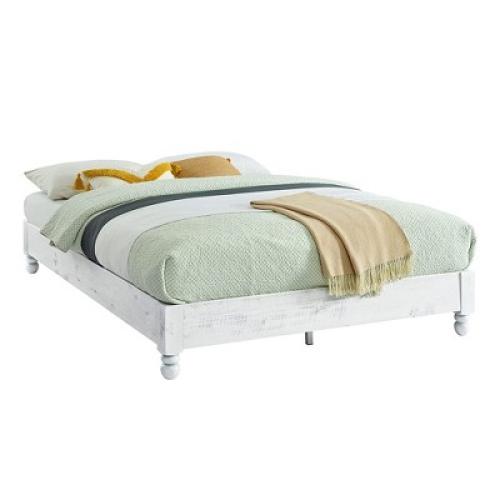 MUSEHOMEINC BF1002WF 12 Inch Tall Easy Assembly Solid Pine Wood Rustic Platform Bed Frame with Wooden Slat Support, Whitewashed, Full