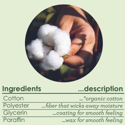 L . Organic Cotton Full Size Tampons - Regular - 30ct