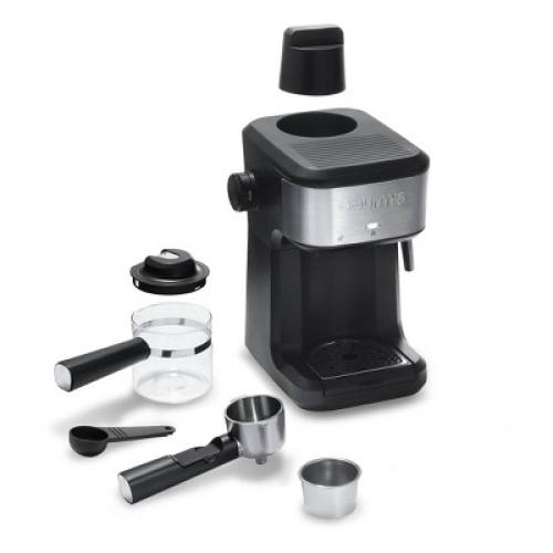 Gourmia 4 Shot Steam Espresso Maker with Frothing Wand Black/Stainless Steel Finish