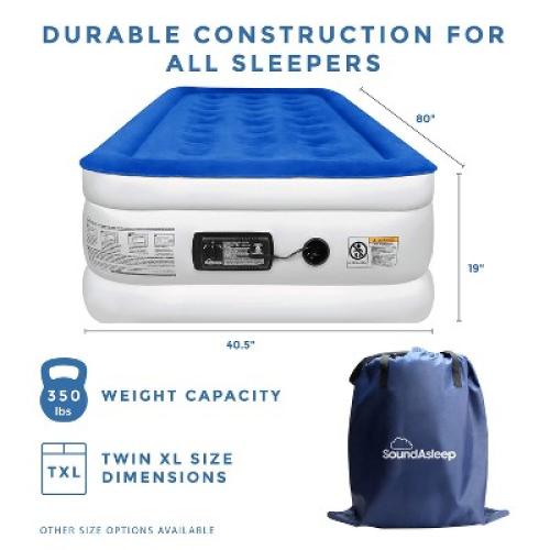SoundAsleep Dream Series Air Mattress with ComfortCoil Technology & Internal High Capacity Pump -  Queen - Blue