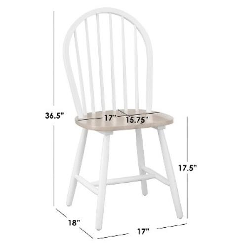 Buylateral Set of 2 Windsor Farmhouse Solid Wood Spindle Dining Chairs Black: Rubberwood, Spindle Back, Armless Design