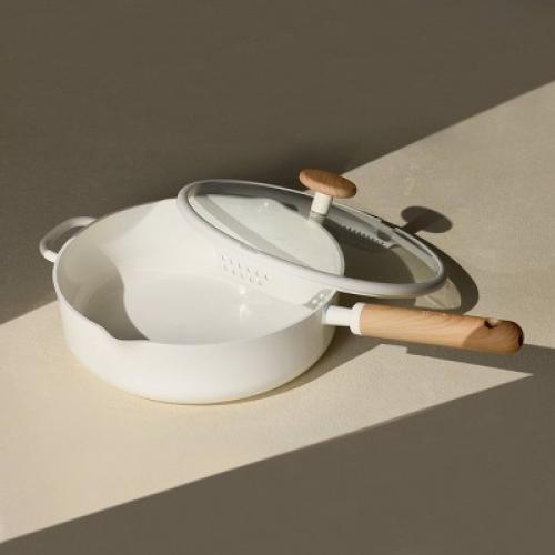 Carote 5qt Ceramic Nonstick Saute Pan with Lid Cream
