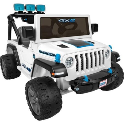 Power Wheels Jeep Wrangler 4Xe Powered Ride-On with Sound and Light - White