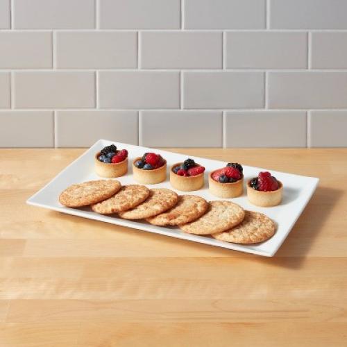 16 x 10 Porcelain Rectangular Rimmed Serving Platter White - Threshold™: Traditional Rectangle Serving Dish
