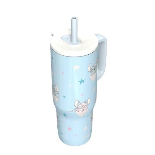 Zak Designs Stitch 30oz Stainless Steel Vacuum Sutton Slim Straw Tumbler with Handle