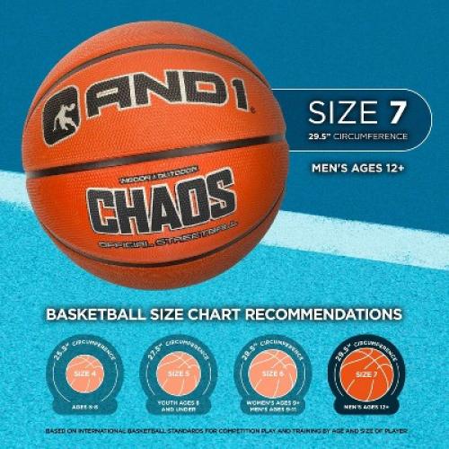 factory sealed AND1 Fantom Rubber Basketball - Official Size Streetball, Made for Indoor and Outdoor Games - Sold Deflated (Pump NOT Included), Orange, Size 7