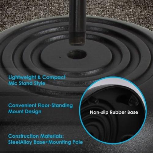 PylePro PMKS5 Freestanding Compact Adjustable Universal Microphone Stand with Pivot Angle Mic Clip for Home, Office, or Studio, Black