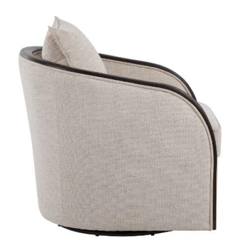 Lumisource Gemma Swivel Accent Chair In Sand Fabric/Espresso Wood