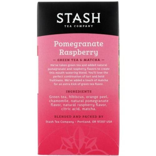 Stash Tea Pomegranate Raspberry Green with Matcha Tea - Case of 6/18 Bags