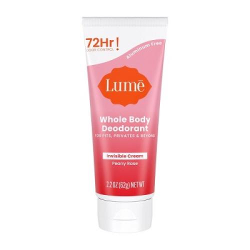 Lume Whole Body Women's Deodorant - Invisible Cream Tube - Aluminum Free - Peony Rose Scent - 2.2oz