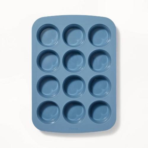 12ct Silicone Muffin Pan Blue - Figmint™:Oven & Dishwasher Safe, 10-Year Warranty