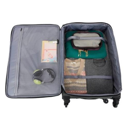 Skyline Softside Large Checked Spinner Suitcase - Gray Heather