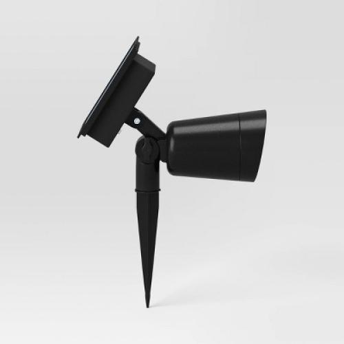 2pk Short Solar LED Outdoor Spotlights Matte Black - Threshold™: Weather-Resistant, Automatic, with Ground Stakes