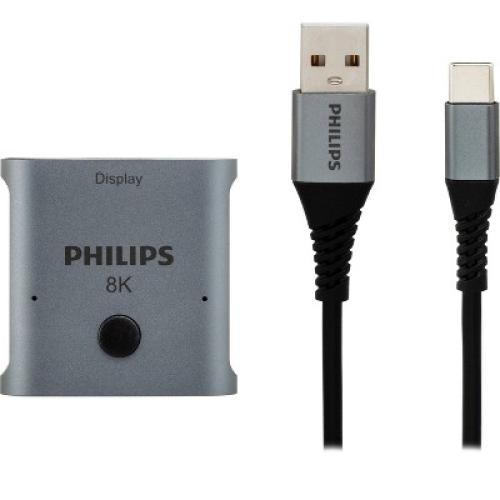 Color silver Philips 8K HDMI 2-Port Switch - Silver