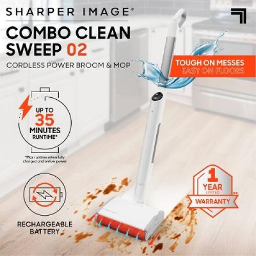 Sharper Image Combo Clean Sweep 02, Cordless Power Broom & Mop White (missing charge)