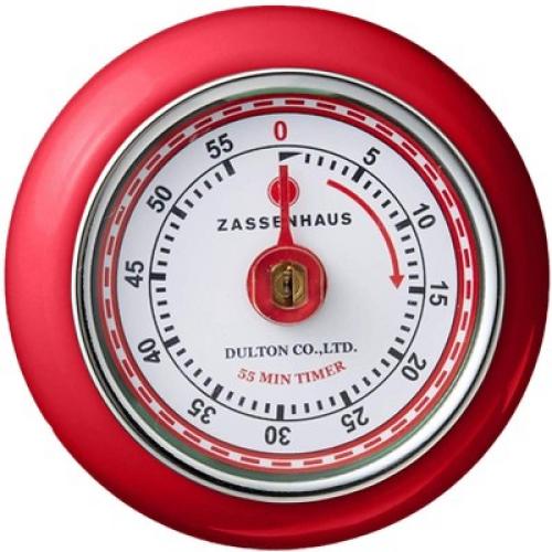 Zassenhaus Magnetic Retro 60 Minute Kitchen Timer, 2.75-Inch, Red
